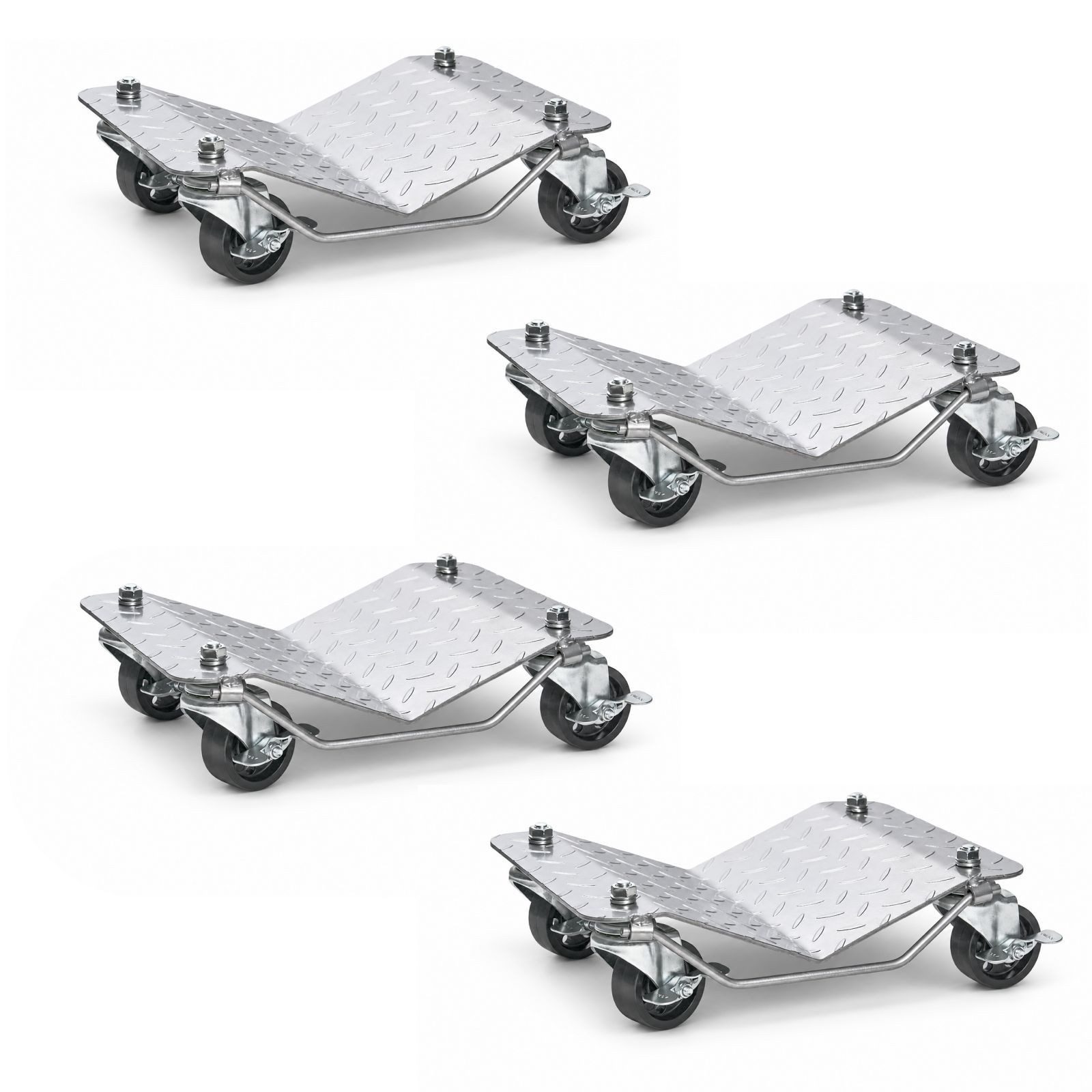 TRUTZHOLM Transportroller Rangierhilfe für PKW 4 Stück jeweils 680 kg Rangierroller V Form, (4er Set), Schwwenkgriff 360° drehbar