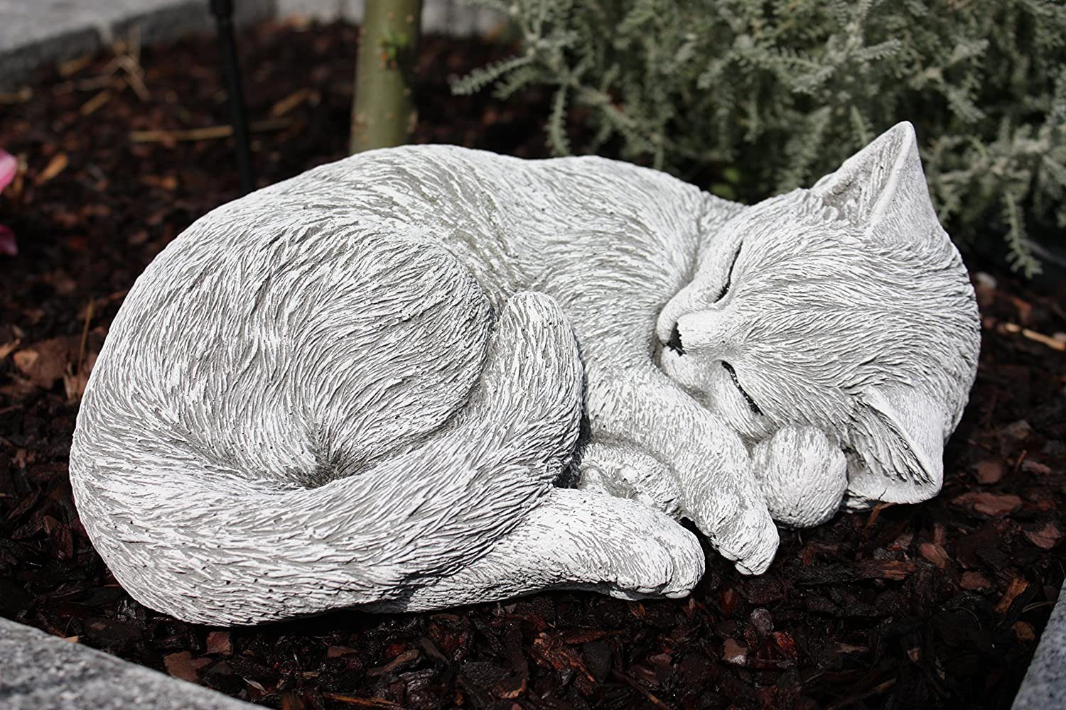 Stone and Style Gartenfigur Frostfeste Steinfigur Katze schlafend eingerollt – Bild 2 von 4