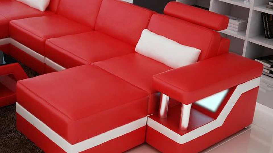 JVmoebel Wohnlandschaft Designer Wohnlandschaft Big Modernes Ledersofa mit USB, Made in Europa