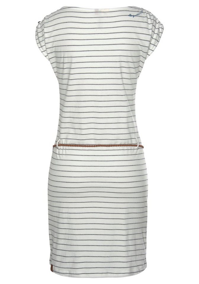 Ragwear Shirtkleid »CHEGO« (2-tlg., mit Bindegürtel) im maritimen Streifen-Design in weiß
