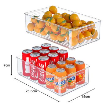 CALIYO Küchenorganizer-Set Kühlschrank Organizer 6er Set, Vorratsbehälter mit Griff, Durchsichtig Stapelbare, ideal für Küchen, Kühlschrank, -BPA Frei