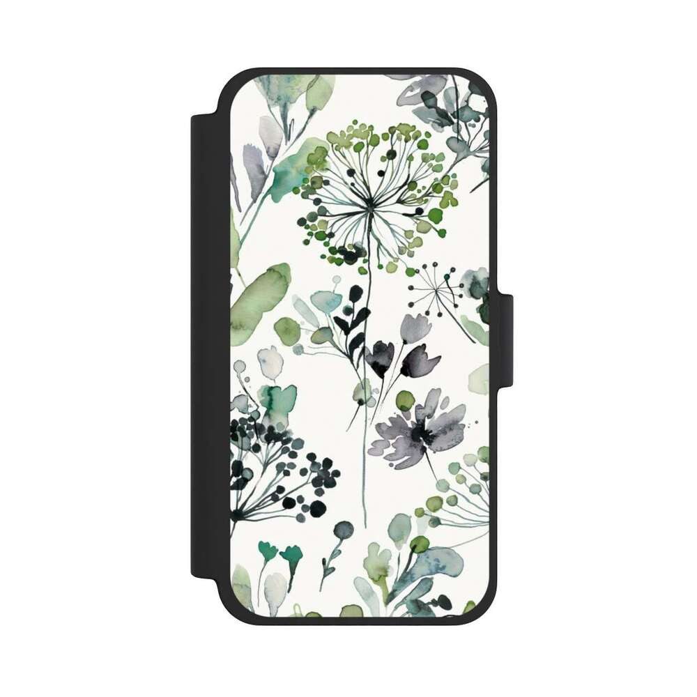 NIVOCASE Handyhülle Eukalyptus Wasserfarbe Blumen Wild Grasses Eucalyptus, Apple iPhone 12 mini Klapphülle Handyhülle aus Kunst Leder