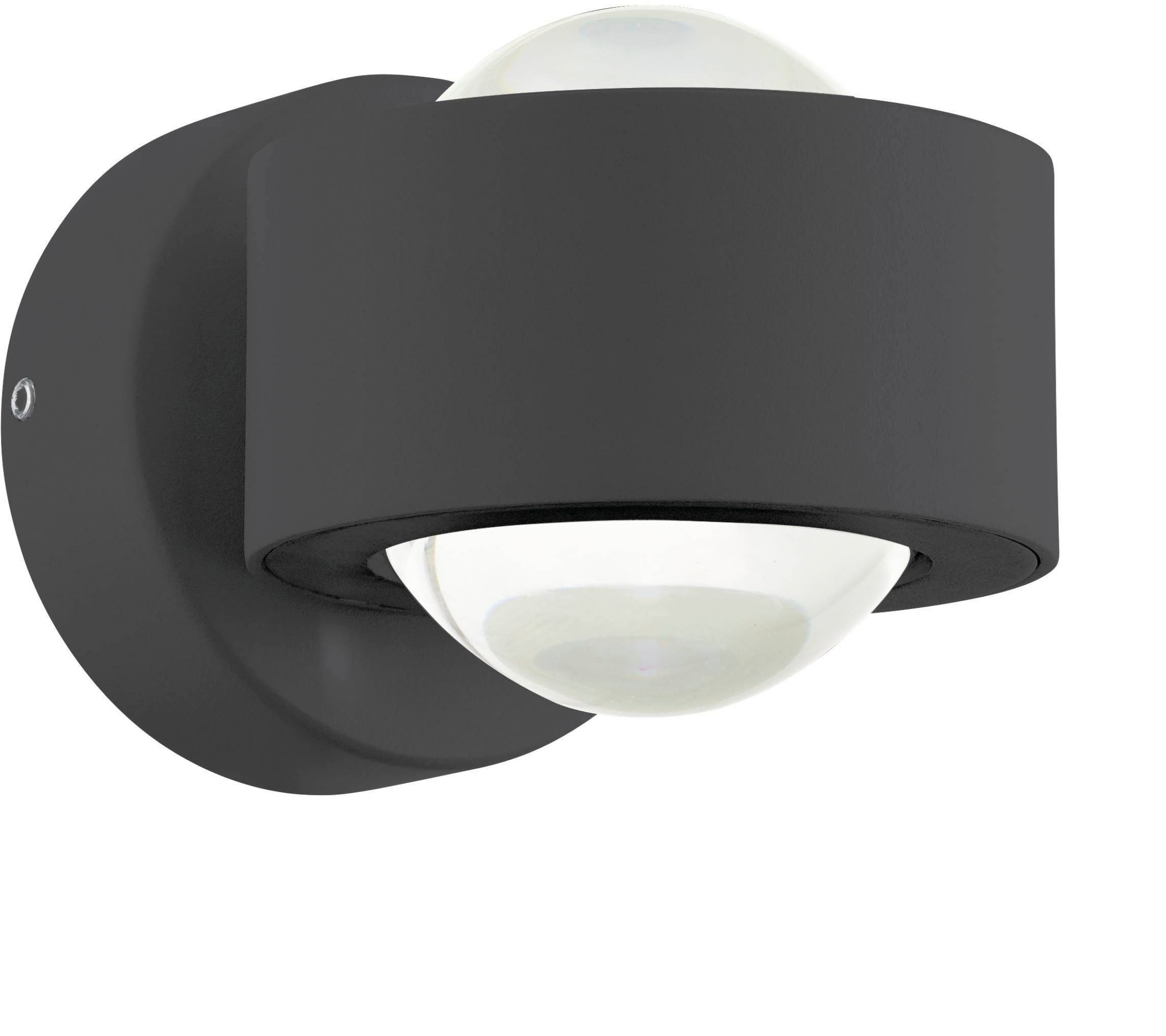 EGLO Wandleuchte Ono 2 Wandlampe, Aluminium und Kunststoff, Wohnzimmerlampe, Lampe, LED fest integriert, Warmweiß, Wand-/Deckenleuchte - L9 x H8 x AL13 cm - anthrazit - 2X2,5W inkl.