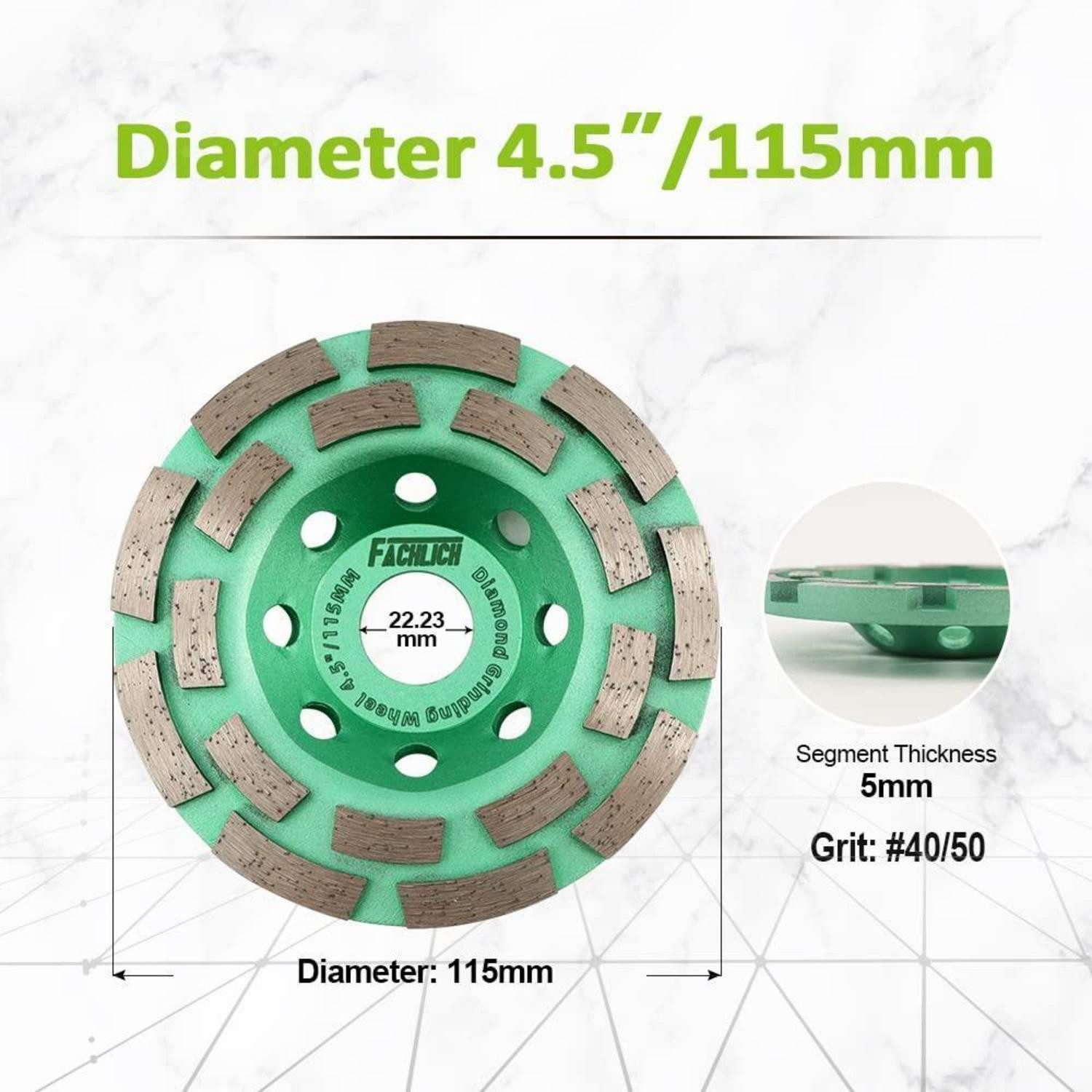 LuxusKollektion Schleifaufsatz Diamant Schleiftopf 115mm Doppelreihe