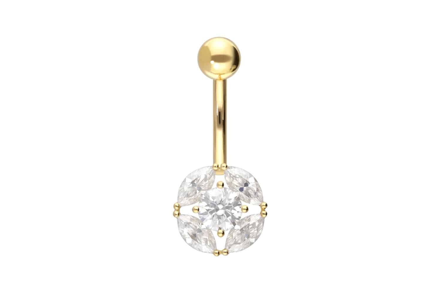 PIERCINGLINE Bauchnabelpiercing 18 Karat Gold Bananabell MOISSANITE (Bananabells, 1-tlg)