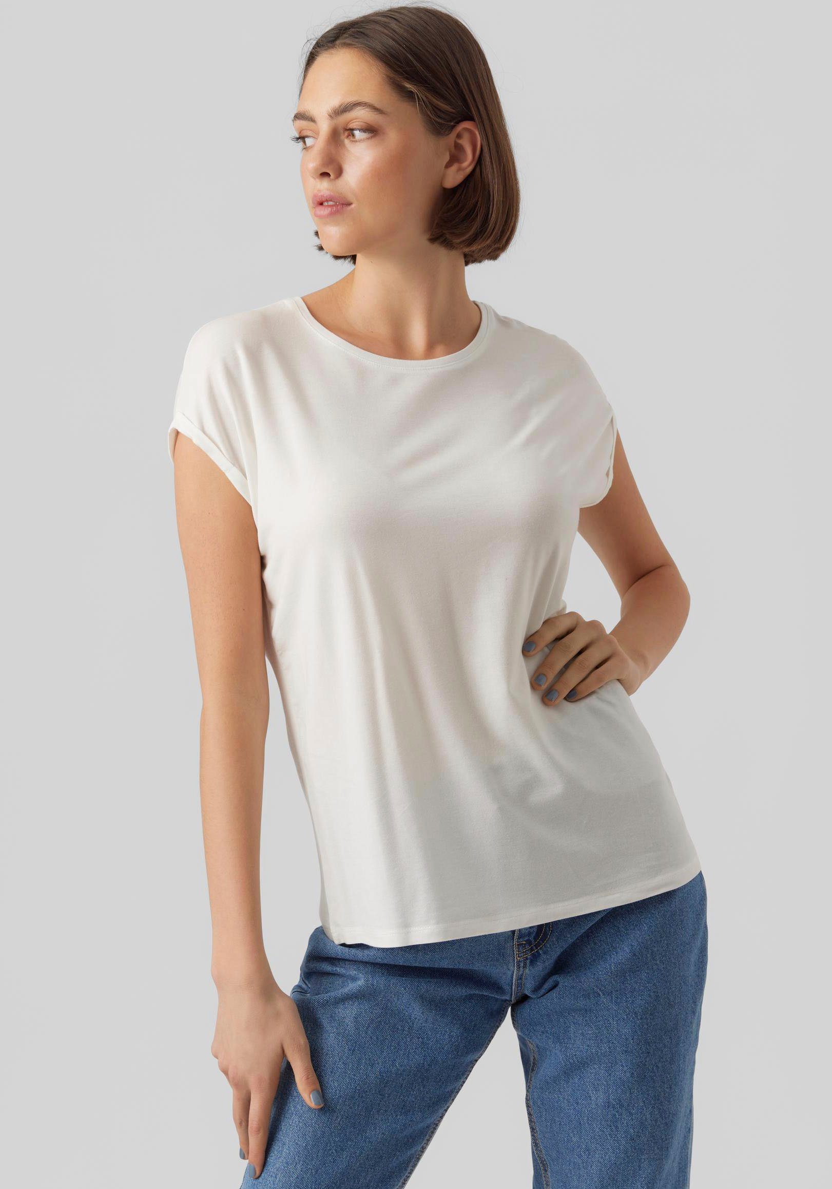 Vero Moda Rundhalsshirt VMAVA PLAIN SS TOP GAJRS NOOS Snow White | 