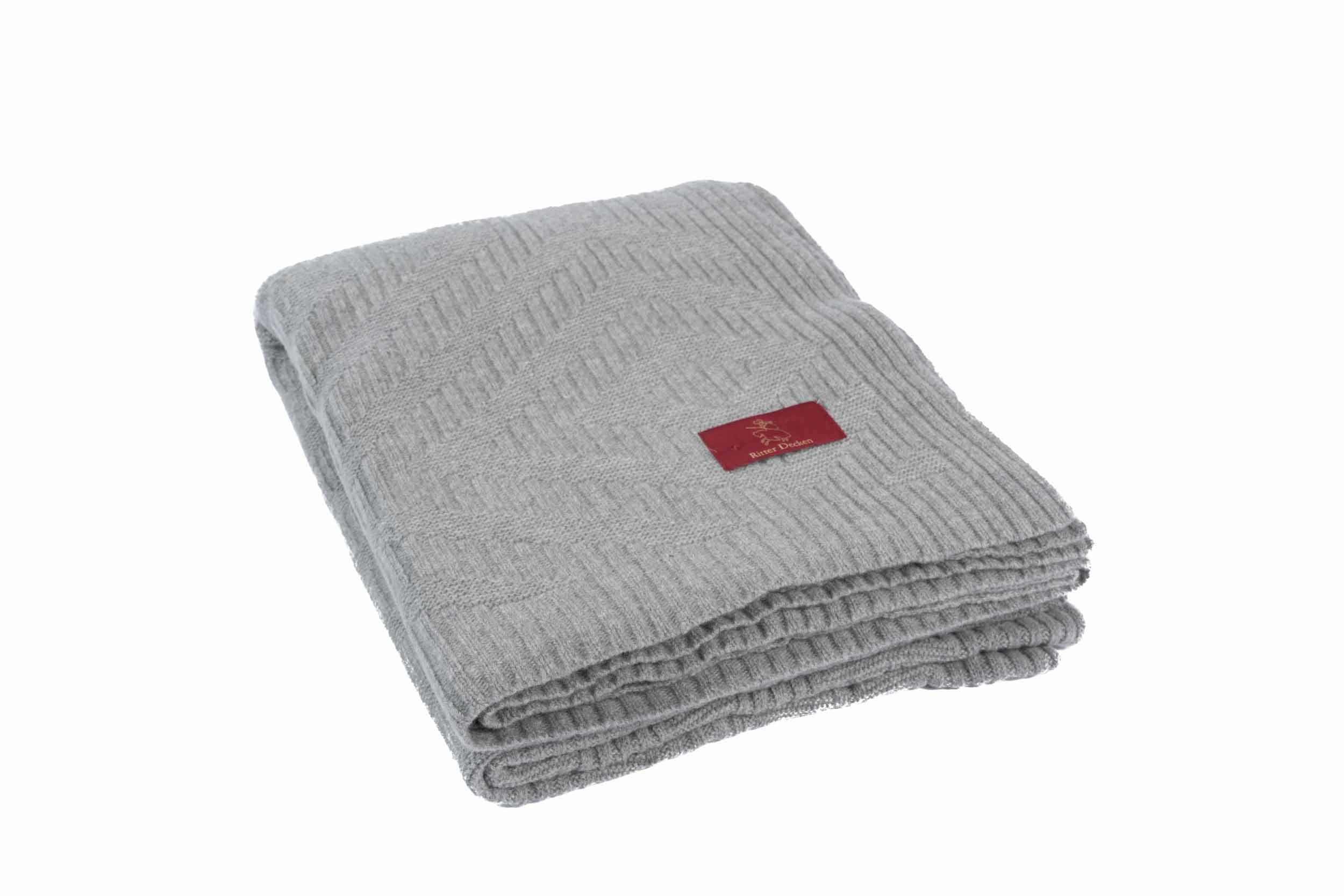 Wohndecke Portimao Strickdecke aus Schurwolle, Ritter Decken Grau