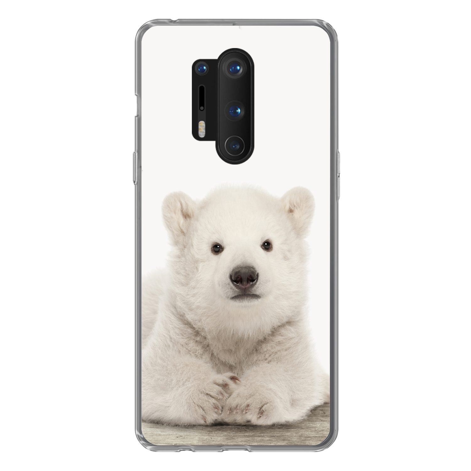 MuchoWow Handyhülle für OnePlus 8 Pro Eisbär - Tiere - Kinder - Weiß - Jungen - Mädchen, Phone Case, Silikon, Schutzhülle Dünn