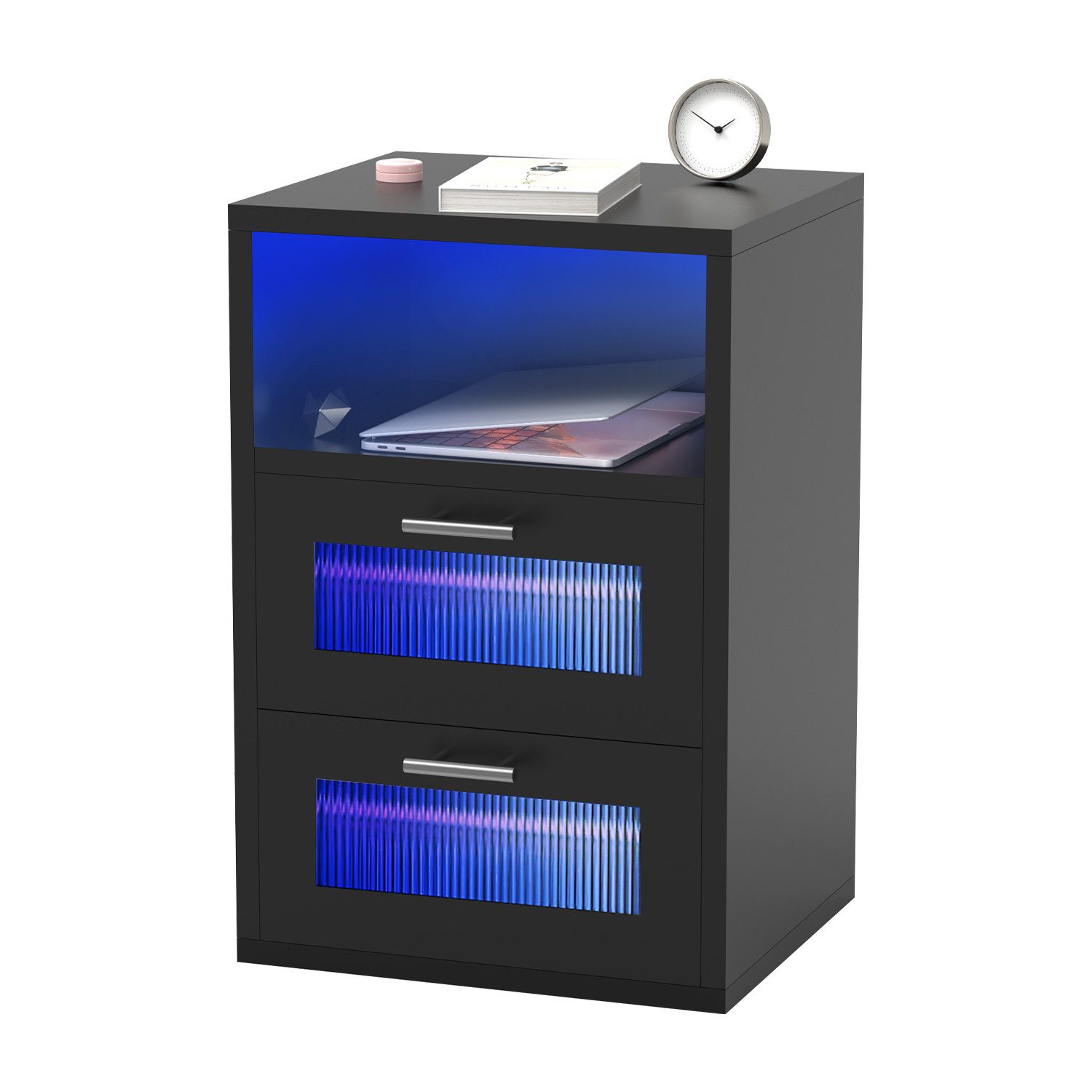 oyajia Nachttisch mit 2/3 Schubladen, Beistelltisch mit Ladestation und LED günstig online kaufen