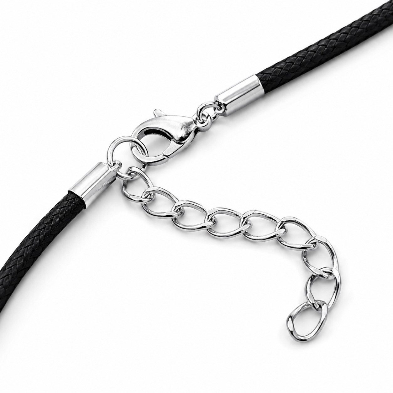unbespielt Collier Kautschukkette 3 mm schwarz 45 cm mit Karabinerverschluss, Modeschmuck für Damen und Herren – Bild 2 von 3