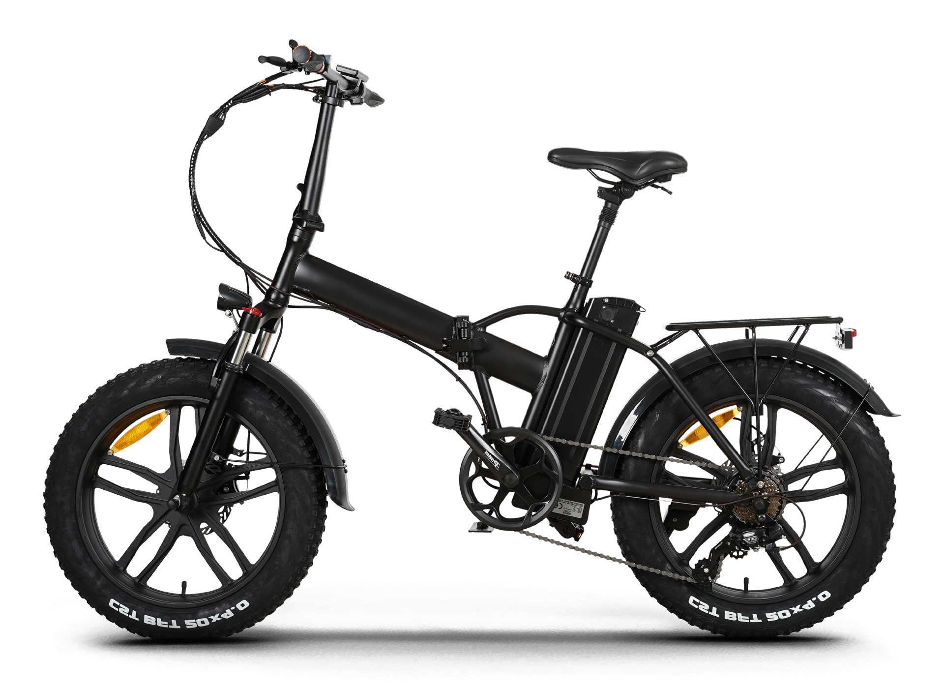 Burnout E-Bike Pluto 20 inch 250W black derailleur gears, 7-speed Shimano Shimano derailleur, folding bike