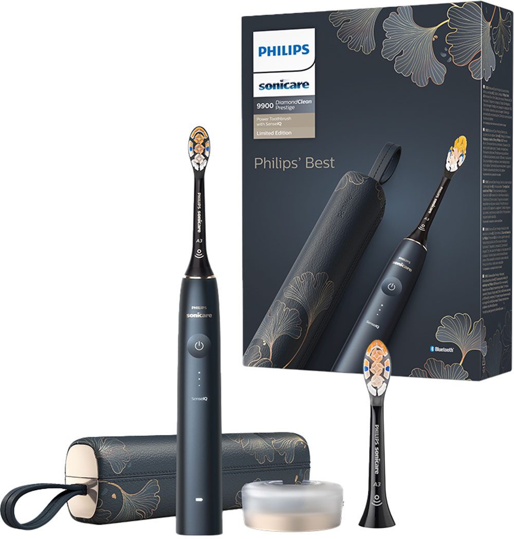 Philips Sonicare Elektrische Zahnbürste DiamondClean Prestige 9000 HX9992, Aufsteckbürsten: 2 St., mit integriertem Drucksensor, 5 Putzprogramme, inkl. Ladeetui