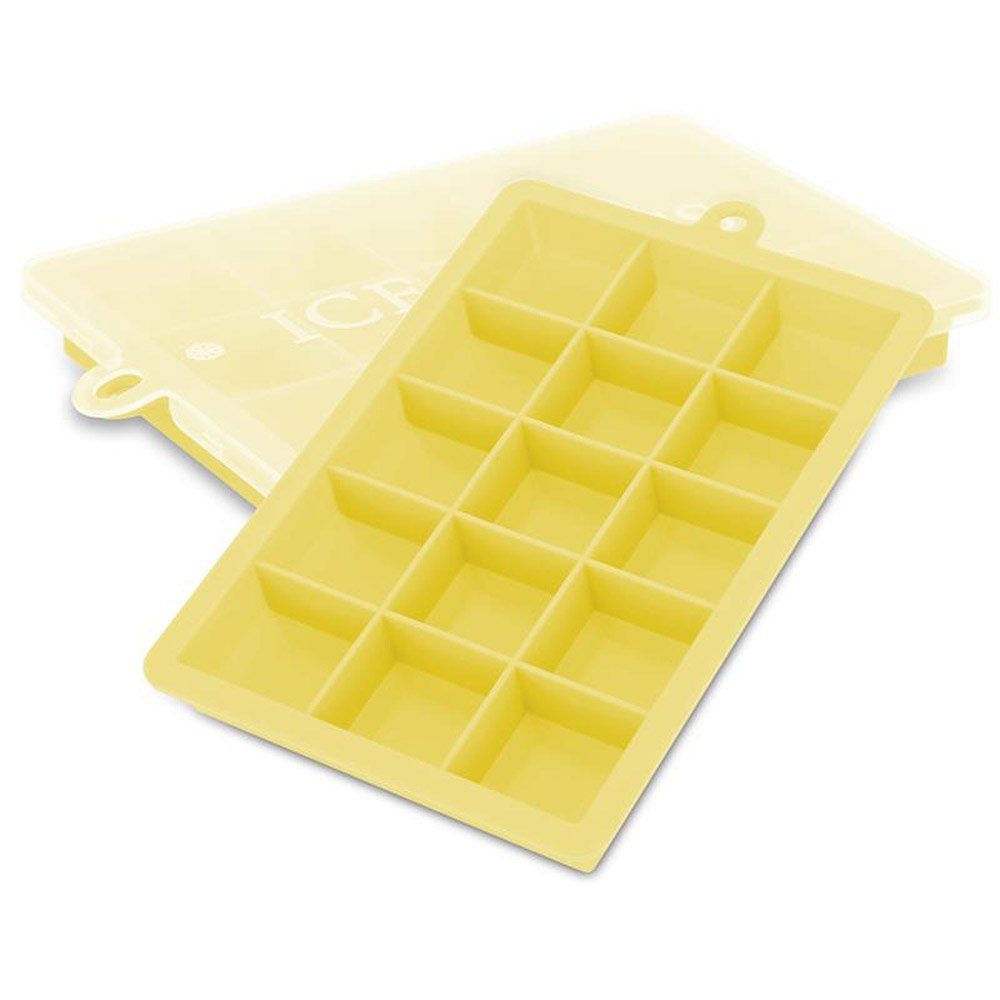 Intirilife Eiswürfelform, (2-tlg), Eiswürfel Silikonformen Gelb Deckel mit