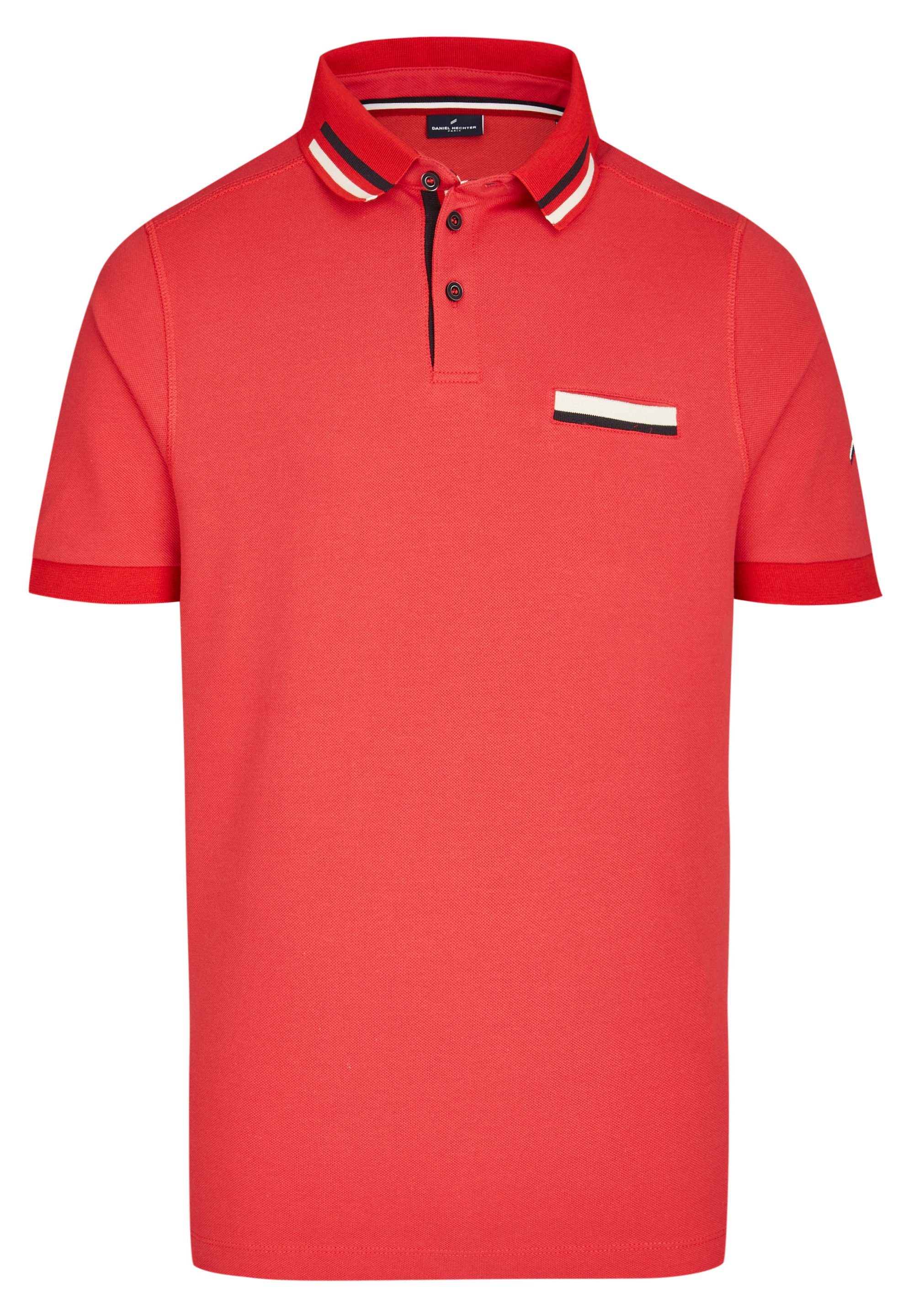 PARIS Poloshirt chili HECHTER mit PIQUE Kontraststreifendetails POLO