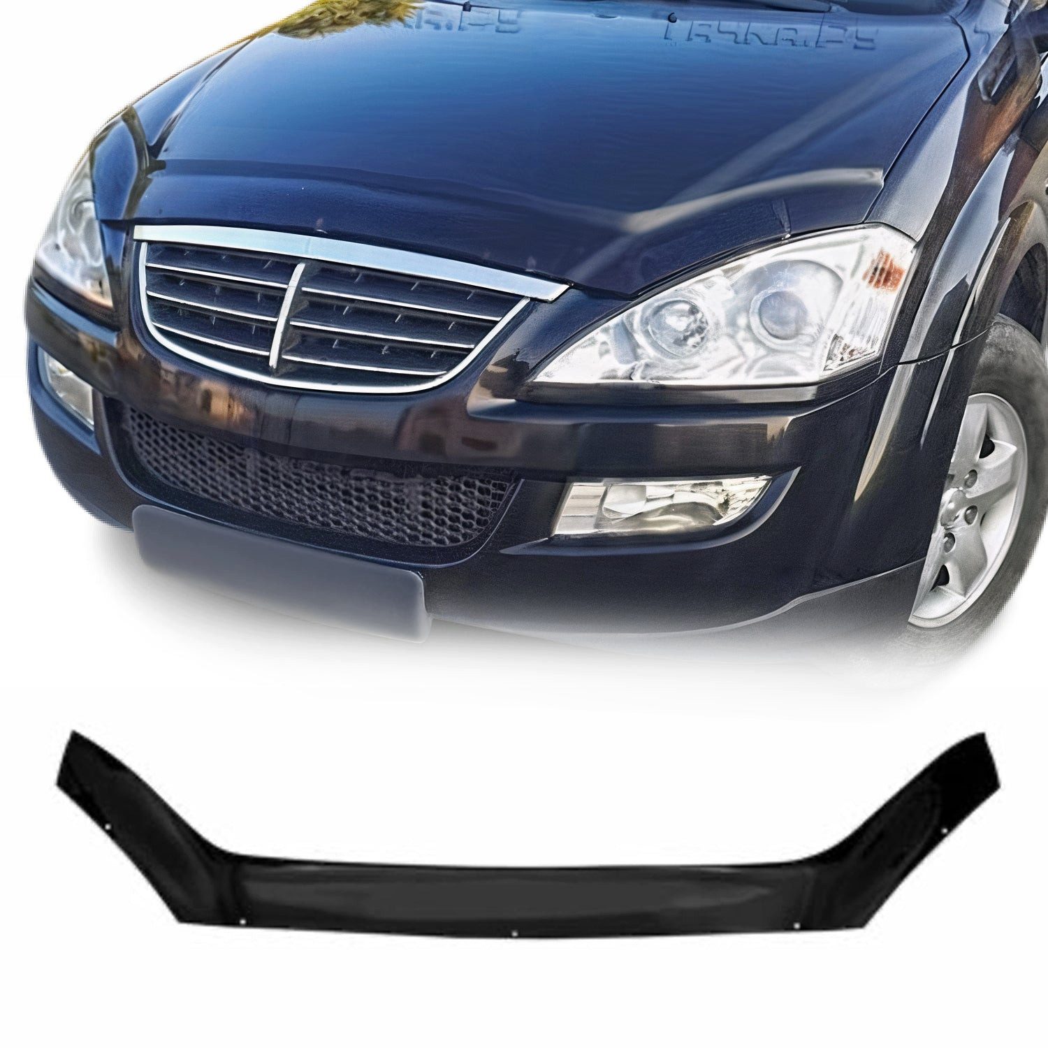 OMAC Lüftungsgitter Motorhaube Deflektor schutz für Ssangyong Kyron 2005-2015 Dunkel (1 St), Luftabweiser, Abweiser, Schneeschutz, Langlebig,Einfache Montage