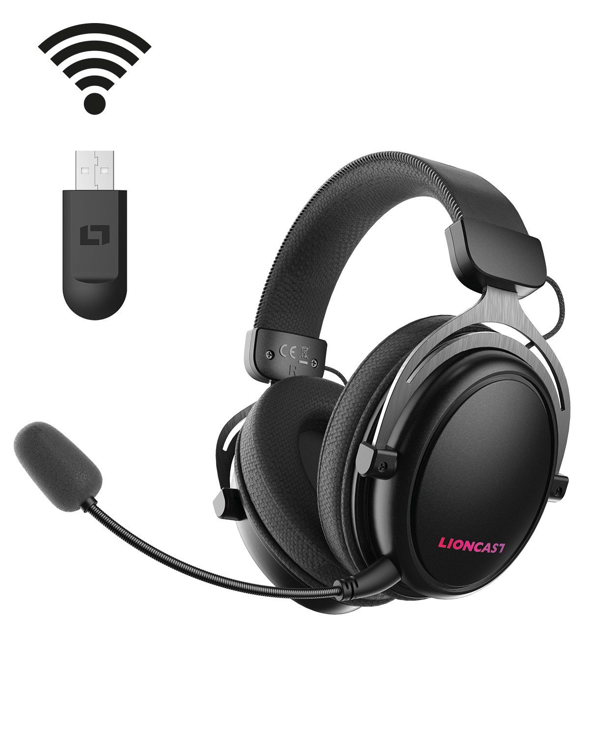 Lioncast LX80 WIRELESS GAMING HEADSET Gaming-Headset (Bluetooth, USB Dongle, USB Kabel, Kabellos)