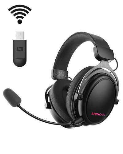 Lioncast LX80 WIRELESS GAMING HEADSET Gaming-Headset (Bluetooth, USB Dongle, USB Kabel, Kabellos, Bluetooth, 80 Stunden Akku, Soundqualität)