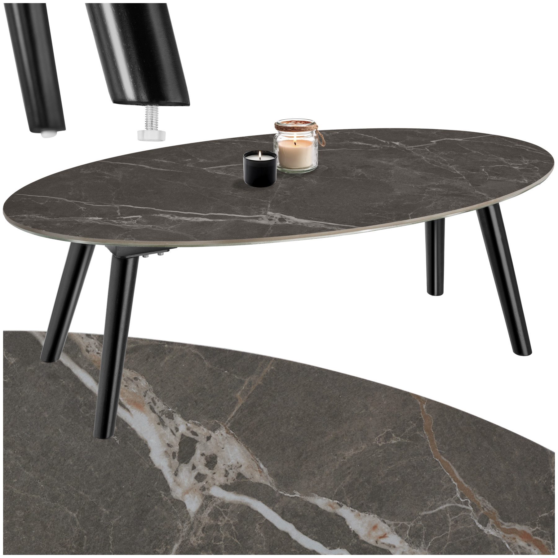 tectake Couchtisch Ovaler Couchtisch (1-St., 1 günstig online kaufen