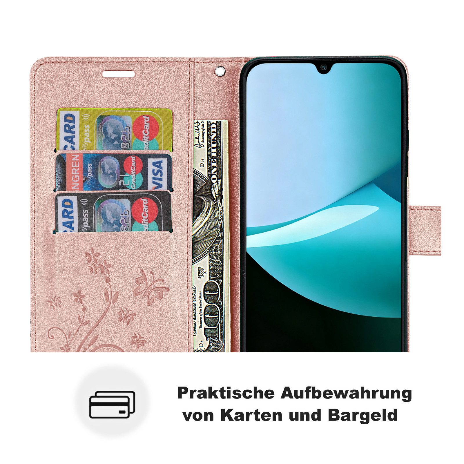 betterfon Handyhülle Handytasche für Xiaomi Redmi 15C Klapphülle mit Kartenfächern, Bookstyle-Hülle mit Magnetverschluss, Smartstand & Kunstleder – Bild 4 von 5