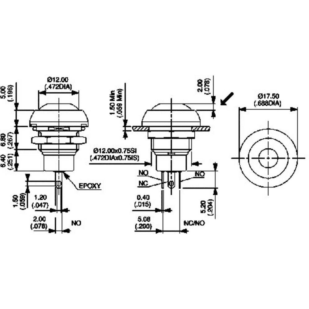 Schalter V/AC Betätiger für Drucktaster 250 harte APEM gewölbt 200 mA Einsätze,