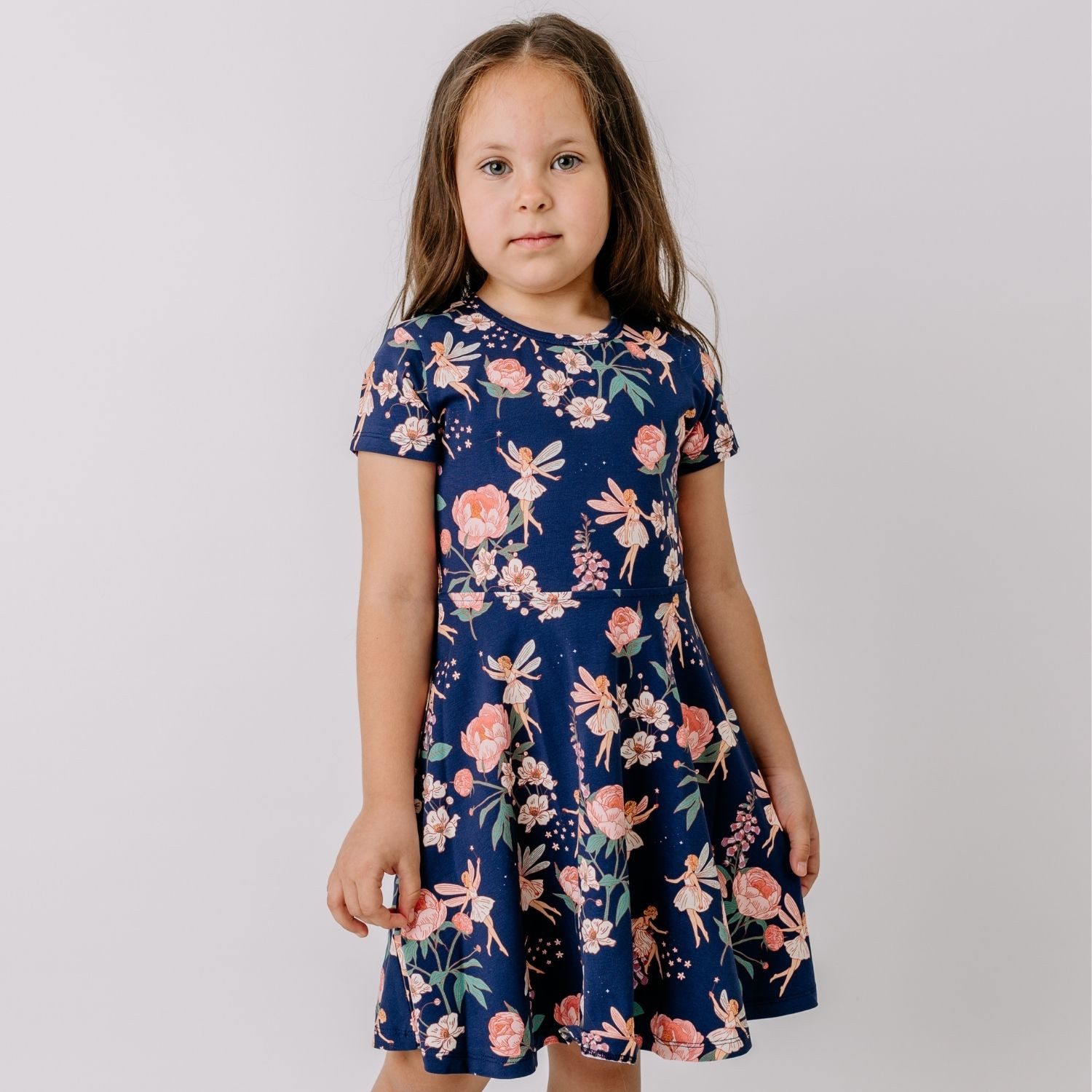 Walkiddy Jerseykleid Walkiddy Feen & Blumen Kinder Bio Baumwolle GOTS Dunkelblau - Bio Baumwolle,GOTS, Kinderbekleidung,nachhaltige Klamotten,Shorts