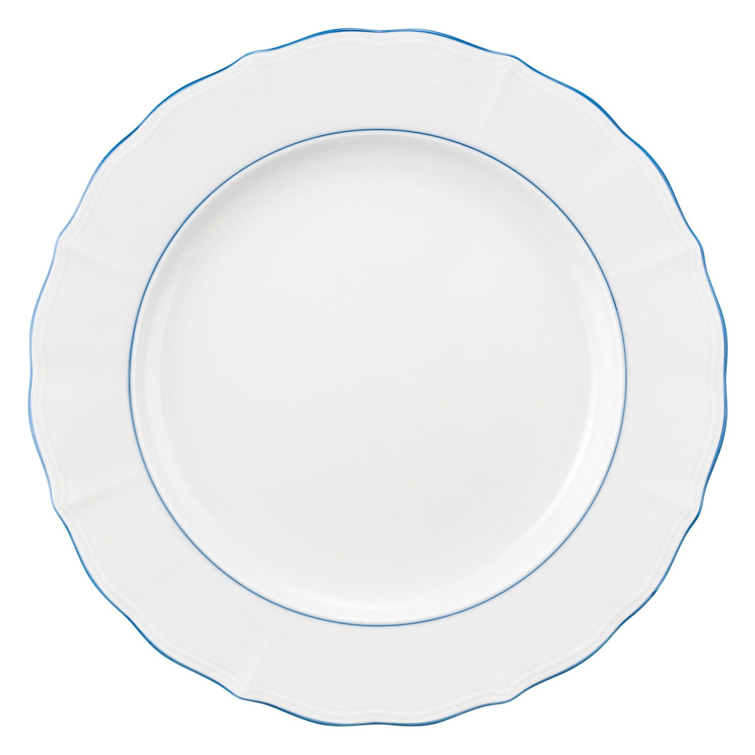 Seltmann Weiden Tafelservice Tafelservice 12-teilig Sonate Blue Lines, Teller, Suppenteller (12-tlg), 6 Personen, Porzellan, Teller Set, Speiseeller, Suppenteller, weiß, blau