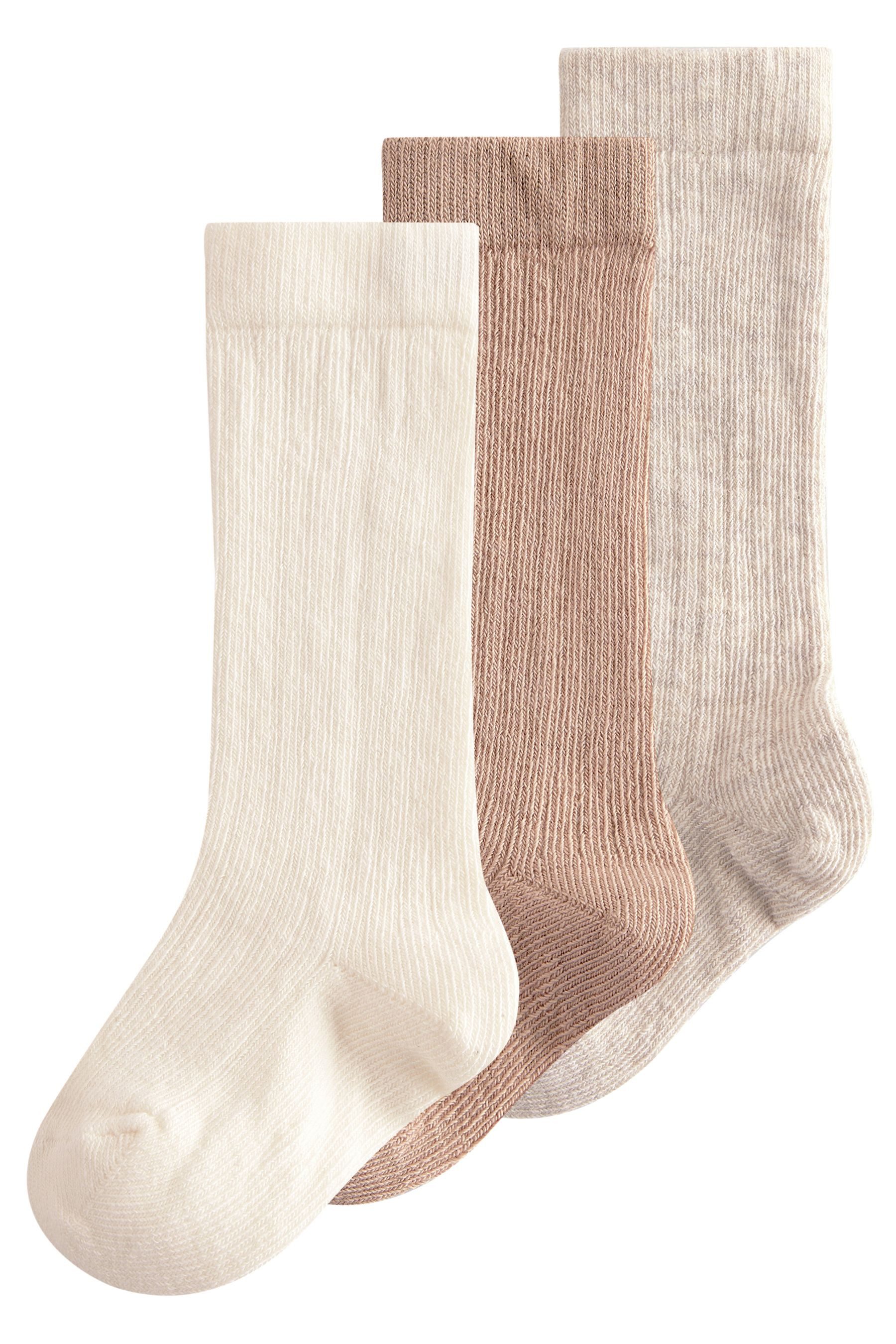 Basicsocken Gerippte Babykniestrümpfe, 3er-Pack