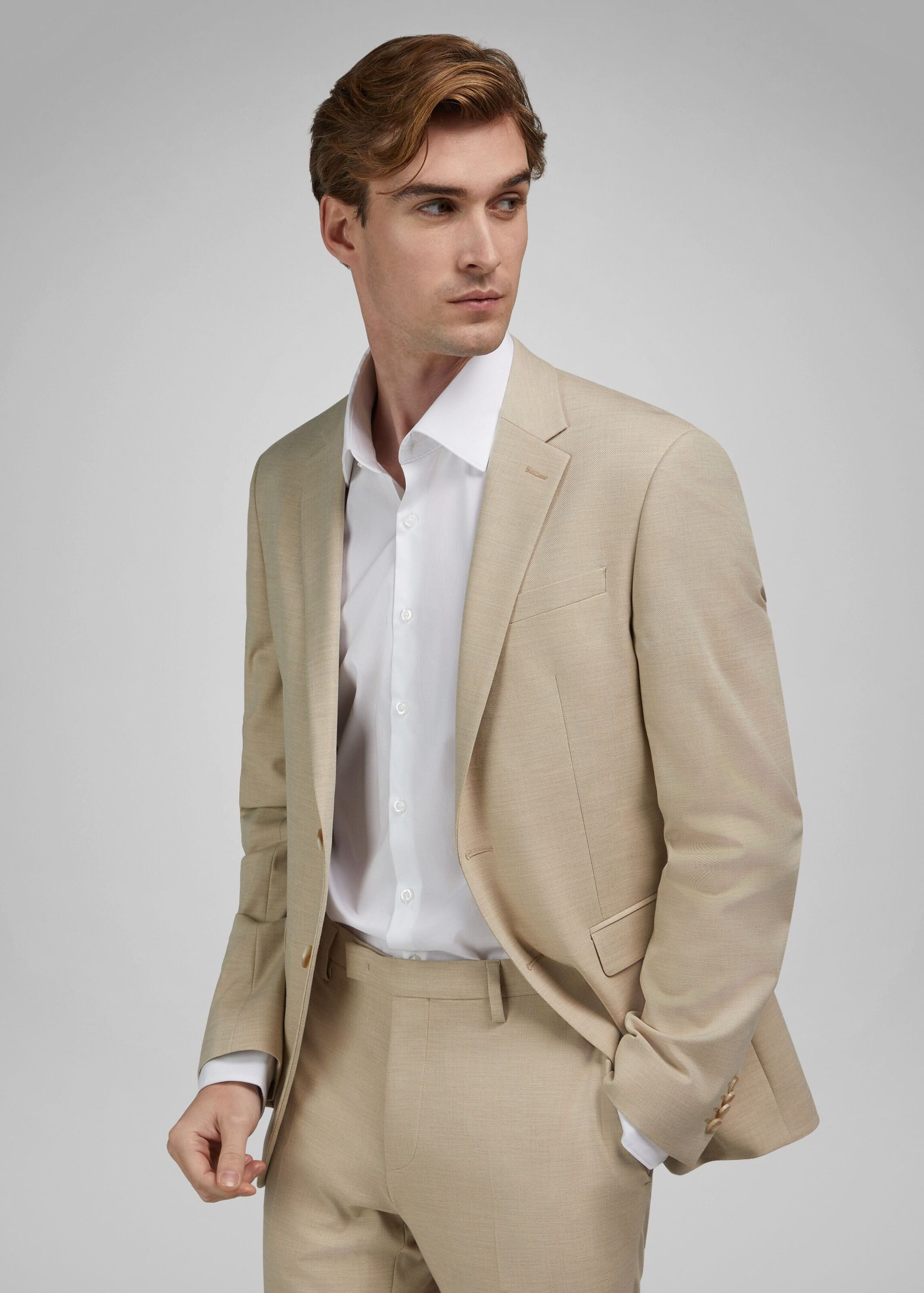 HECHTER PARIS Sakko Zweifarbig strukturierter Dobby-Oxford-Stoff für modernen Look