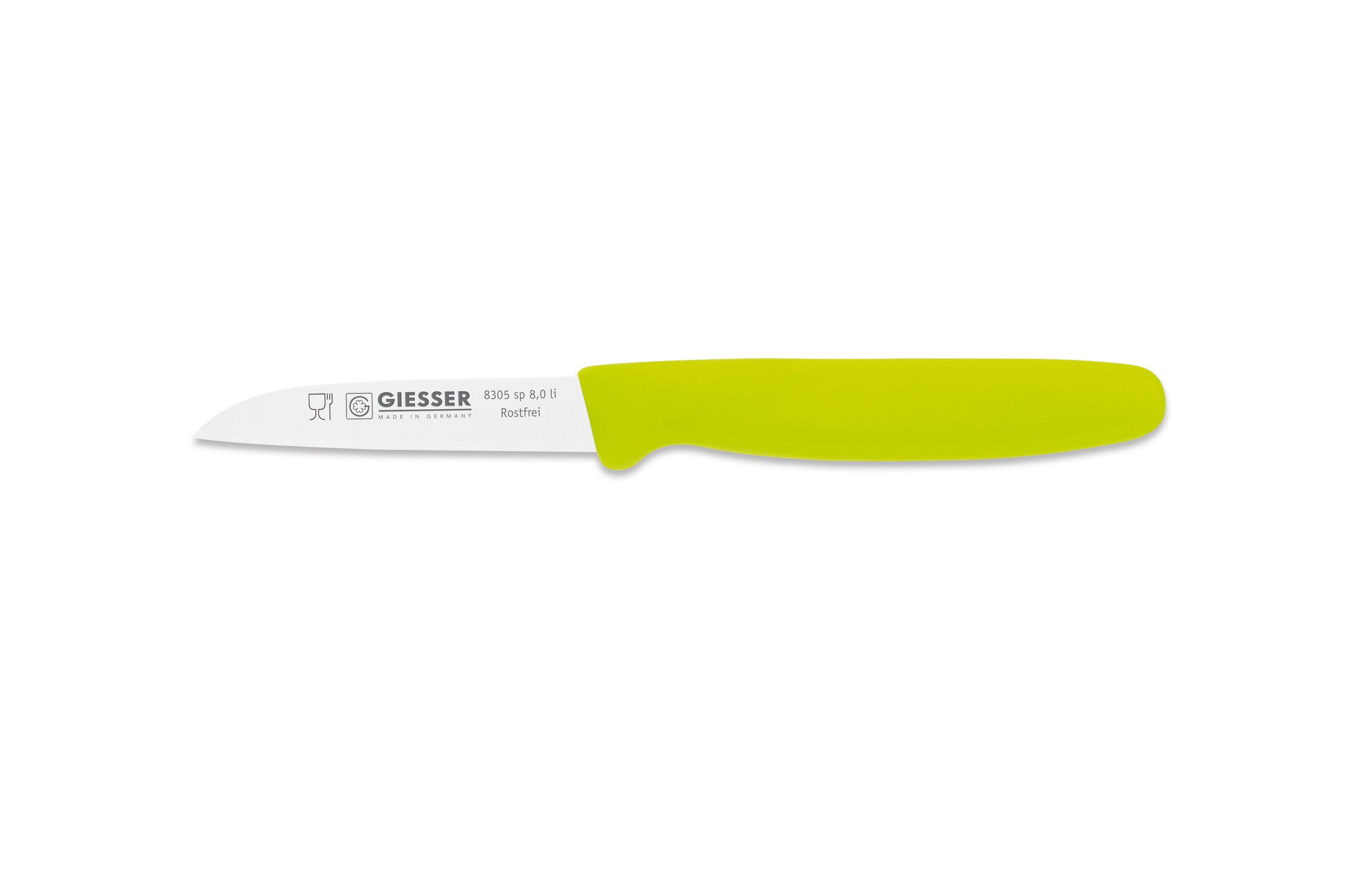 Giesser Messer Gemüsemesser Küchenmesser 8305 sp 8 alle Farben, Küchenmesser gerade Schneide 8 cm, Made in Germany Limette