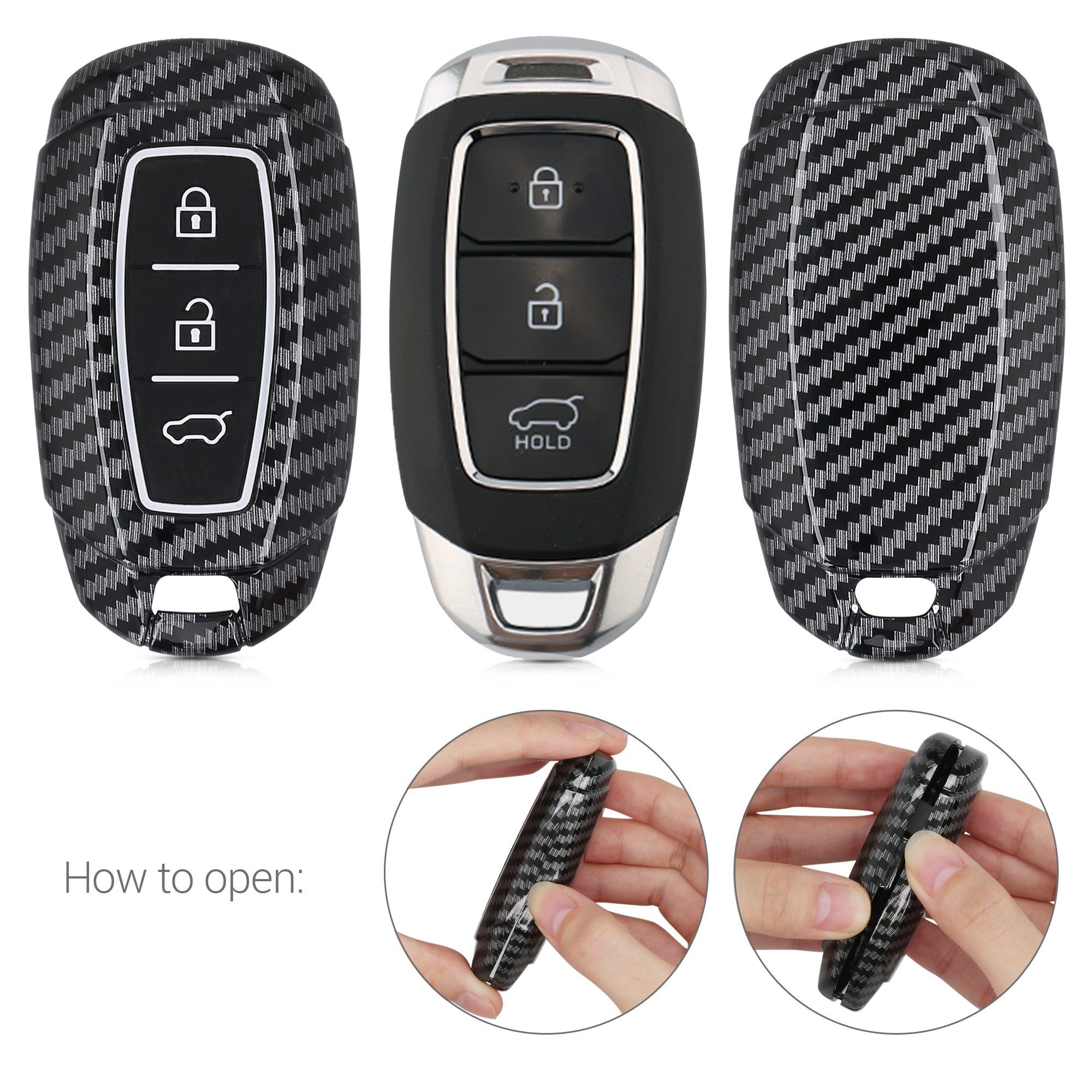 Hyundai Schlüsselhülle Hülle Autoschlüssel Schlüsseltasche für kwmobile für Hardcover Hyundai, Schutzhülle