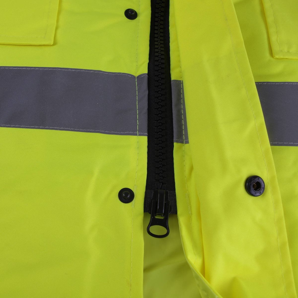 Haushalt International Warnweste Jacke in Signalgelb Warnjacke mit Reißverschluss und Kapuze Größe L (1-tlg) elastische Bünde