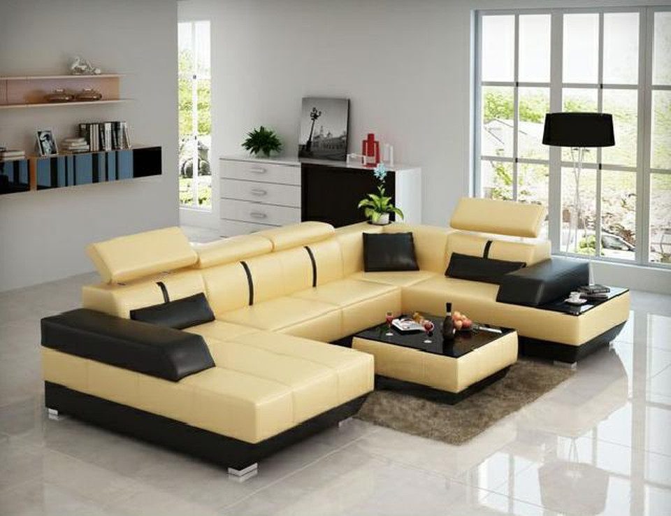 JVmoebel Wohnlandschaft Designer Ledersofa mit USB-Anschlüssen und modernem Design, Made in Europa