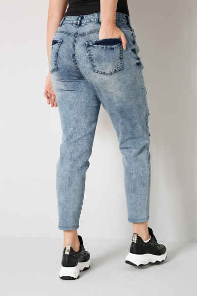 Angel of Style Röhrenjeans Boyfriend-Jeans unterlegte Destroy-Effekte