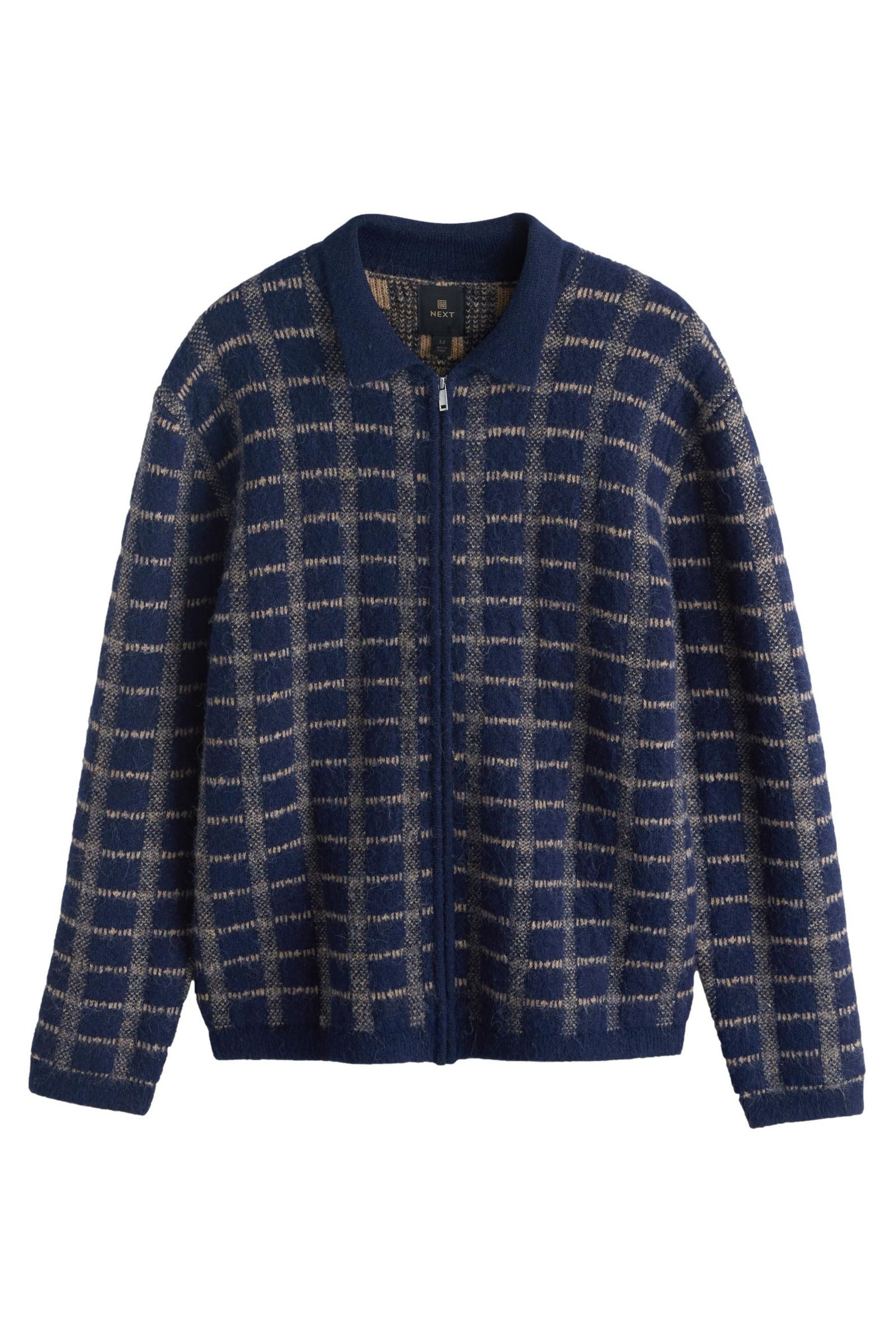 Next Strickjacke Regular Fit karierte Reißverschluss-Strickjacke (1-tlg)