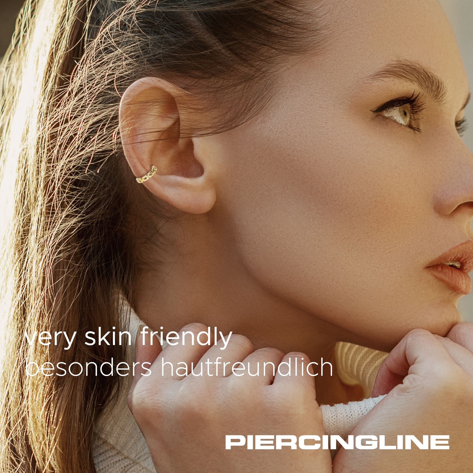 PIERCINGLINE Nasenpiercing 14/18 Karat Gold Segmentring Clicker KETTEN-DESIGN Ohrpiercing Septum (Clicker, 1-tlg), Ohrpiercing für Conch, Helix, Tragus, Daith, Lobe