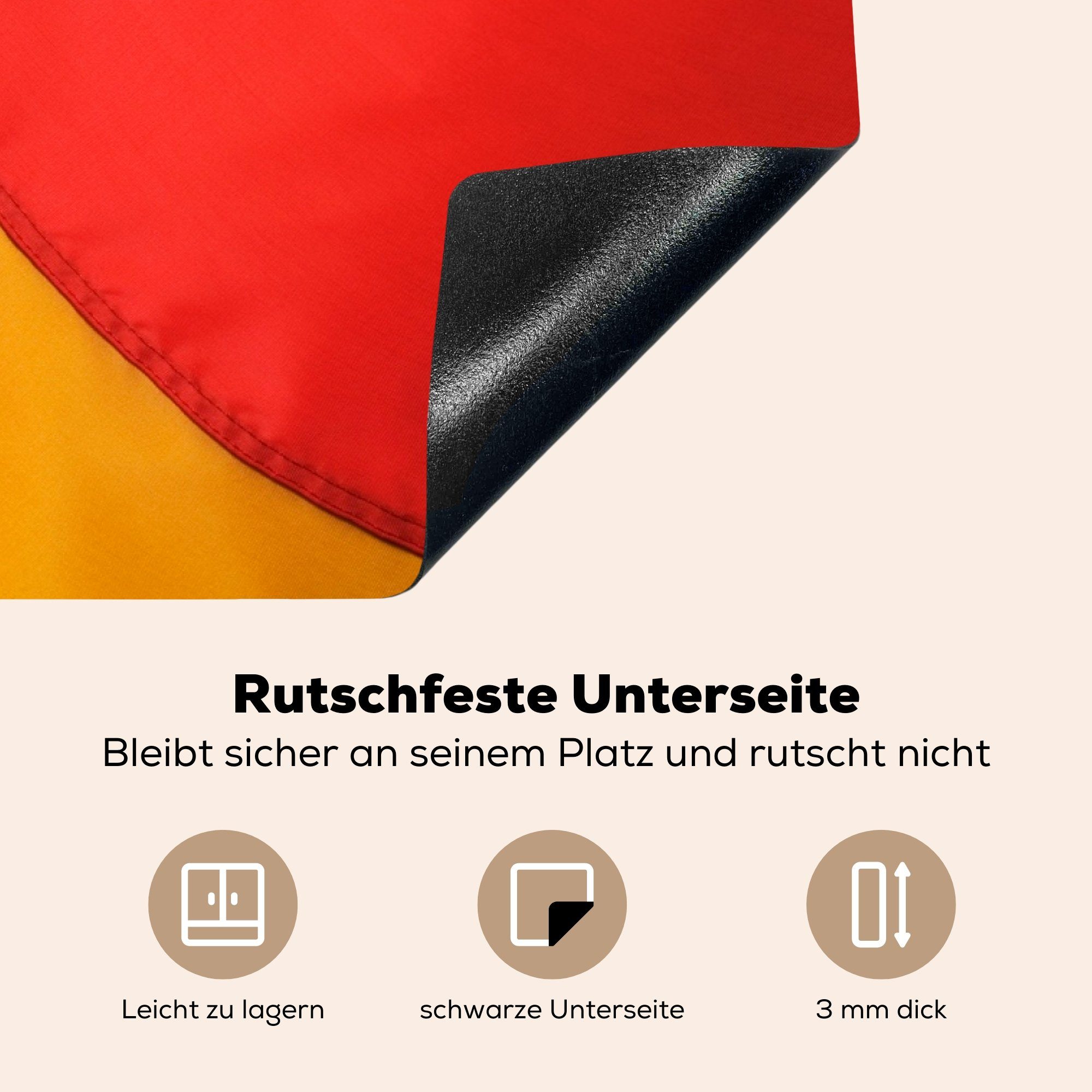 Ceranfeldabdeckung Vinyl, für Gewellte die deutsche (1 Flagge, cm, MuchoWow 81x52 tlg), küche, Schutz Induktionskochfeld Herdblende-/Abdeckplatte