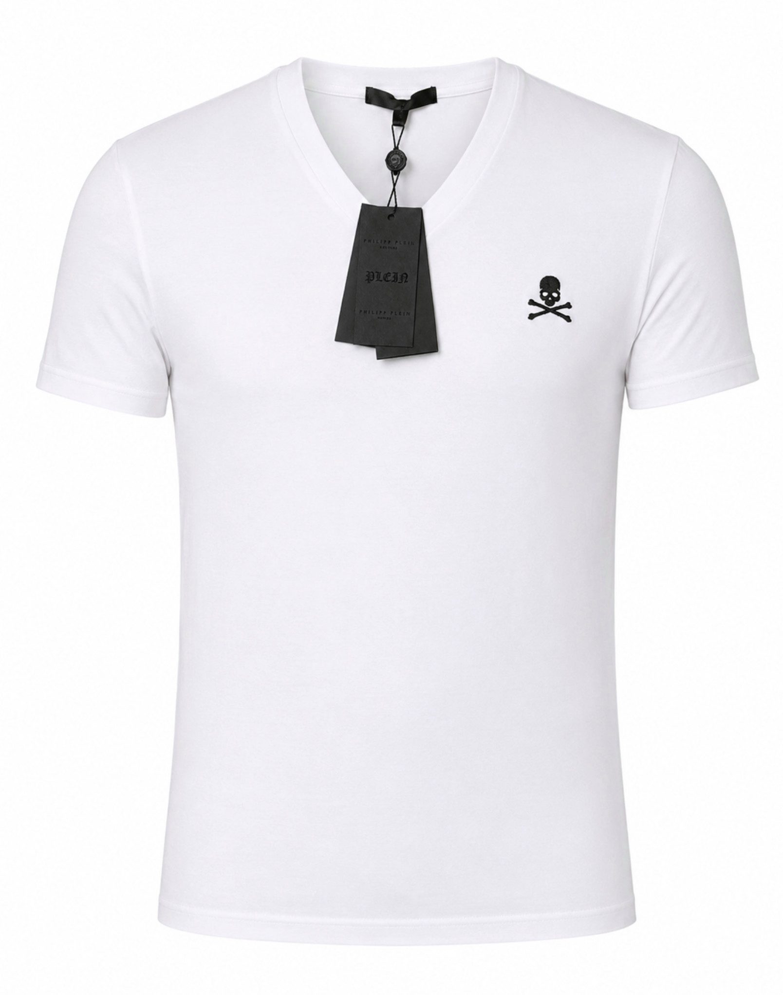 Philip Plein T-Shirt Herren V-Neck Retro Slim fit Stretch Shirt in bedruckter PP Geschenkbox