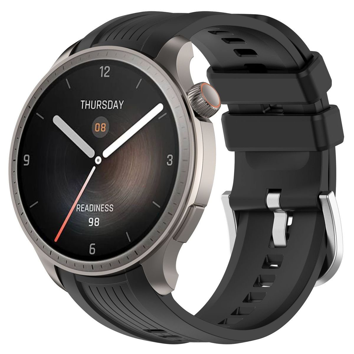 Wigento Smartwatch-Armband Für Amazfit Balance Vertikale Textur Design Silikon Armband Schwarz | Uhrenarmbänder