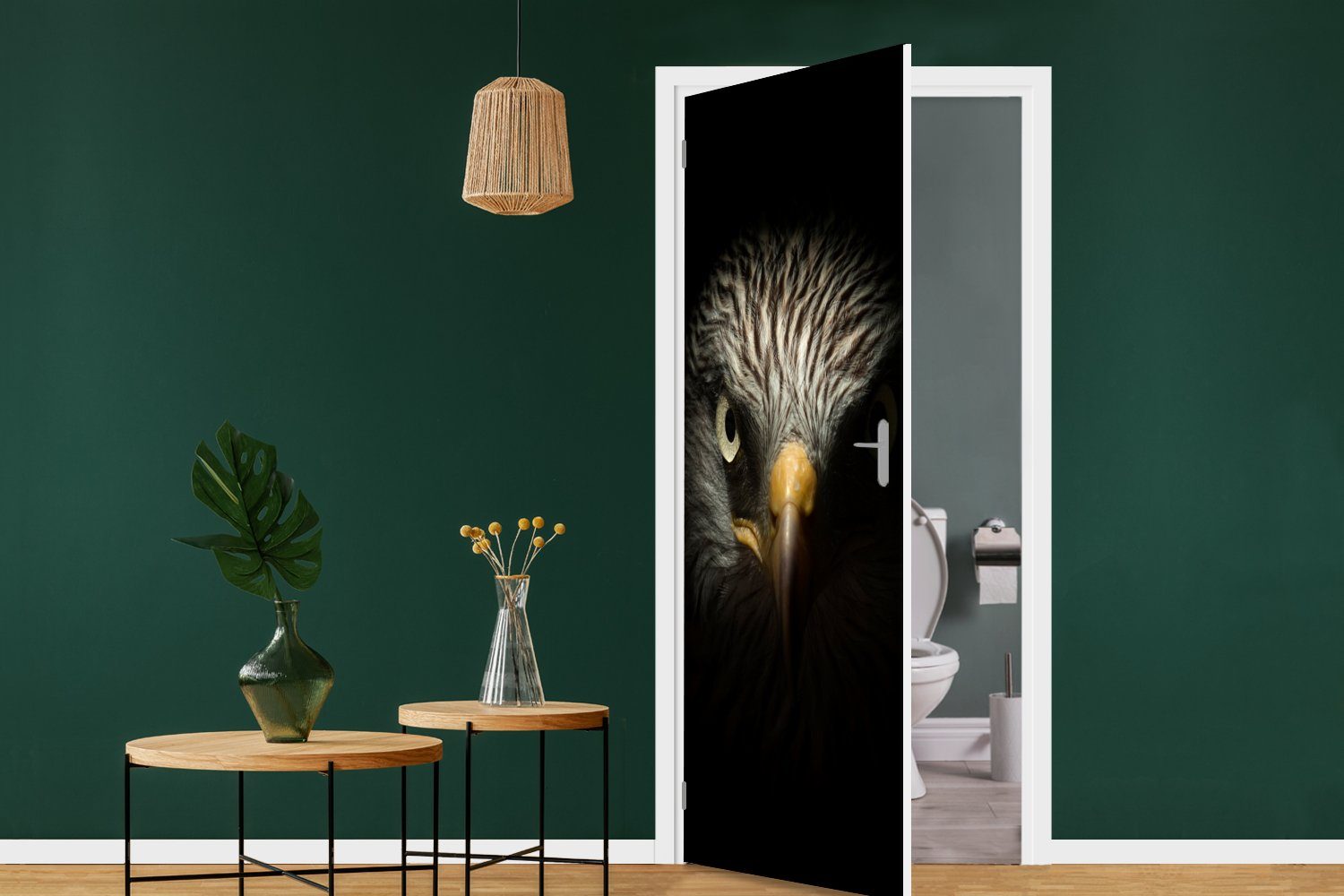 Türaufkleber, (1 Licht, Tür, Türtapete Adler - - bedruckt, Fototapete cm - für Auge Schnabel 75x205 St), Matt, Raubvögel Vogel - - MuchoWow