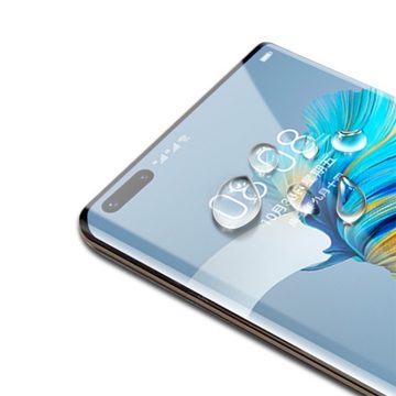 Protectorking Schutzfolie 1x UV-Liquid 9H Panzerglas für Huawei Mate 40 Pro Plus 3D KLAR echtes, (1-Stück), Displayschutzglas, Schutzglas Echtglas Tempered 9H Härte HD-KLAR