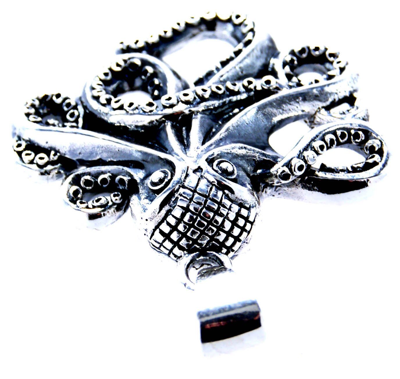 Krake Anhänger of Leather Tintenfisch Kiss Kettenanhänger Silber 925 Oktopus aus Octopus