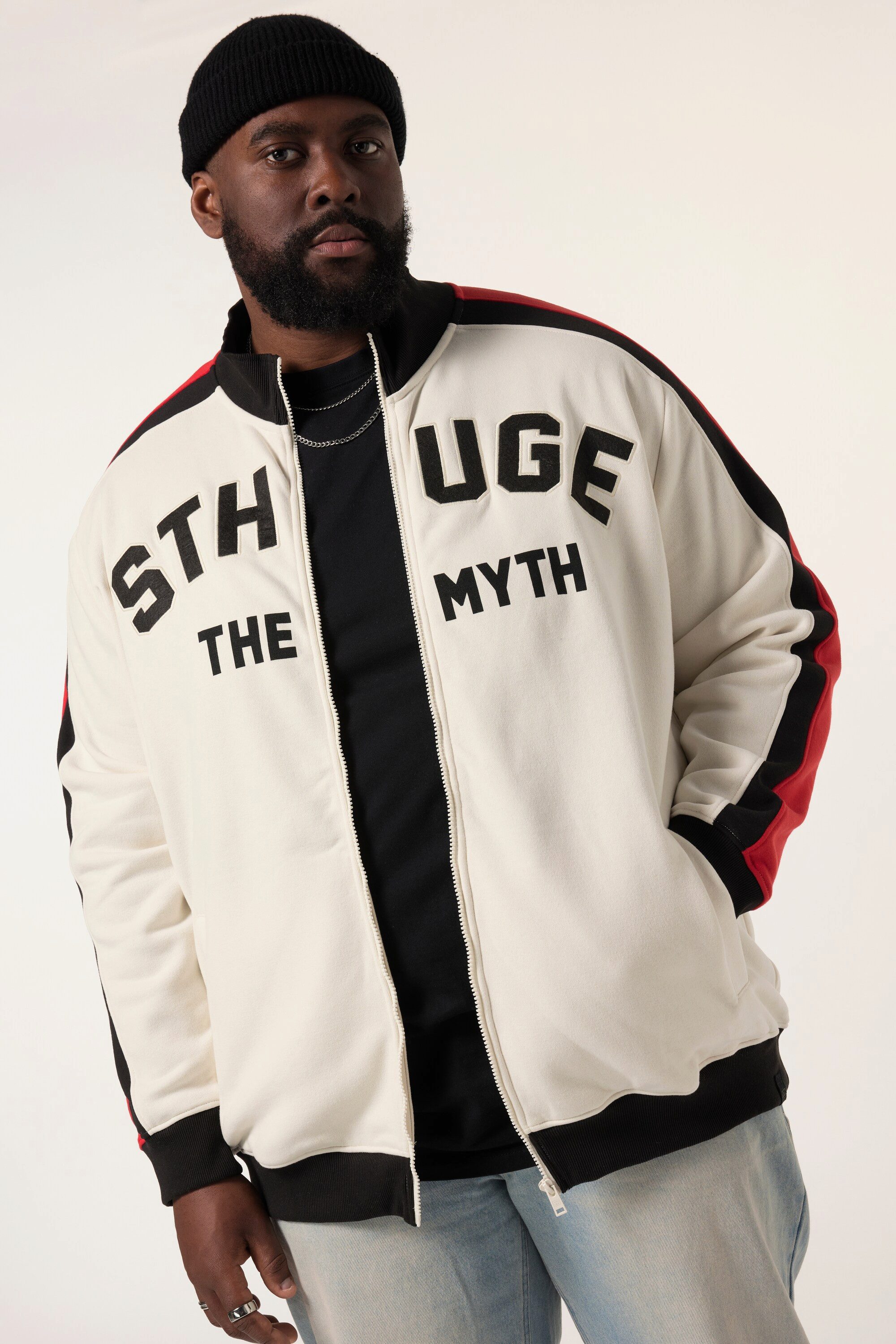 STHUGE Fleecejacke STHUGE Sweatjacke Stehkragen Kontrasteinsätze günstig online kaufen