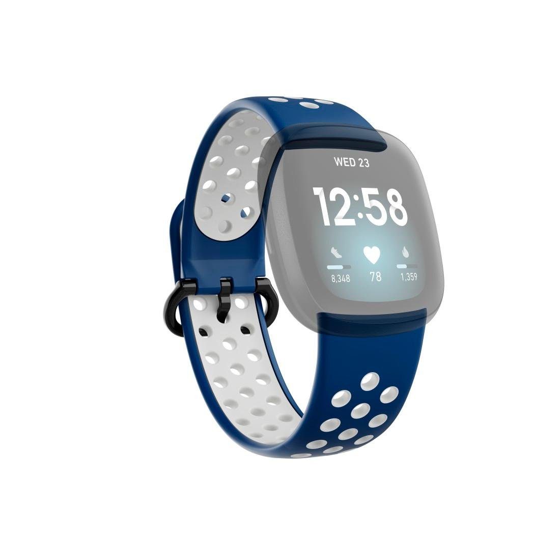 Hama Smartwatch-Armband Ersatzarmband für Fitbit cm/21 Silikon, (2), cm Versa 3/4/Sense dunkelblau 22