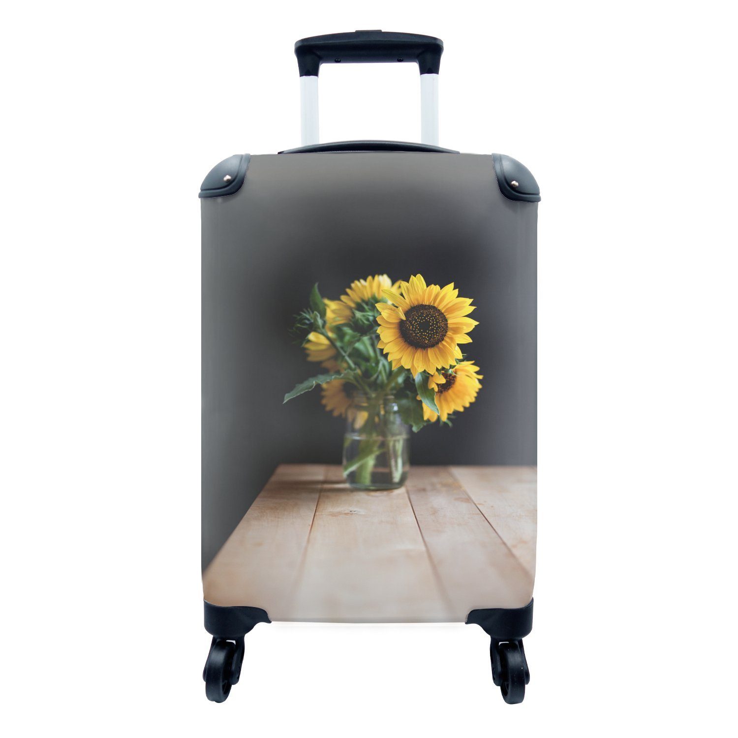 MuchoWow Handgepäckkoffer Blumen - Sonnenblumen - Strauß, 4 Rollen, Reisetasche mit rollen, Handgepäck für Ferien, Trolley, Reisekoffer