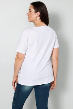 MIAMODA Rundhalsshirt T-Shirt Schriftdruck Halbarm