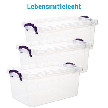 Centi Stapelbox Aufbewahrungsbox mit Deckel, Stapelbar Plastikbox mit Deckel (Spar Set, 6 St., 11,5 cm x Breite 26 cm x Tiefe 17 cm 3L), Kisten Aufbewahrung mit Deckel und Griffen