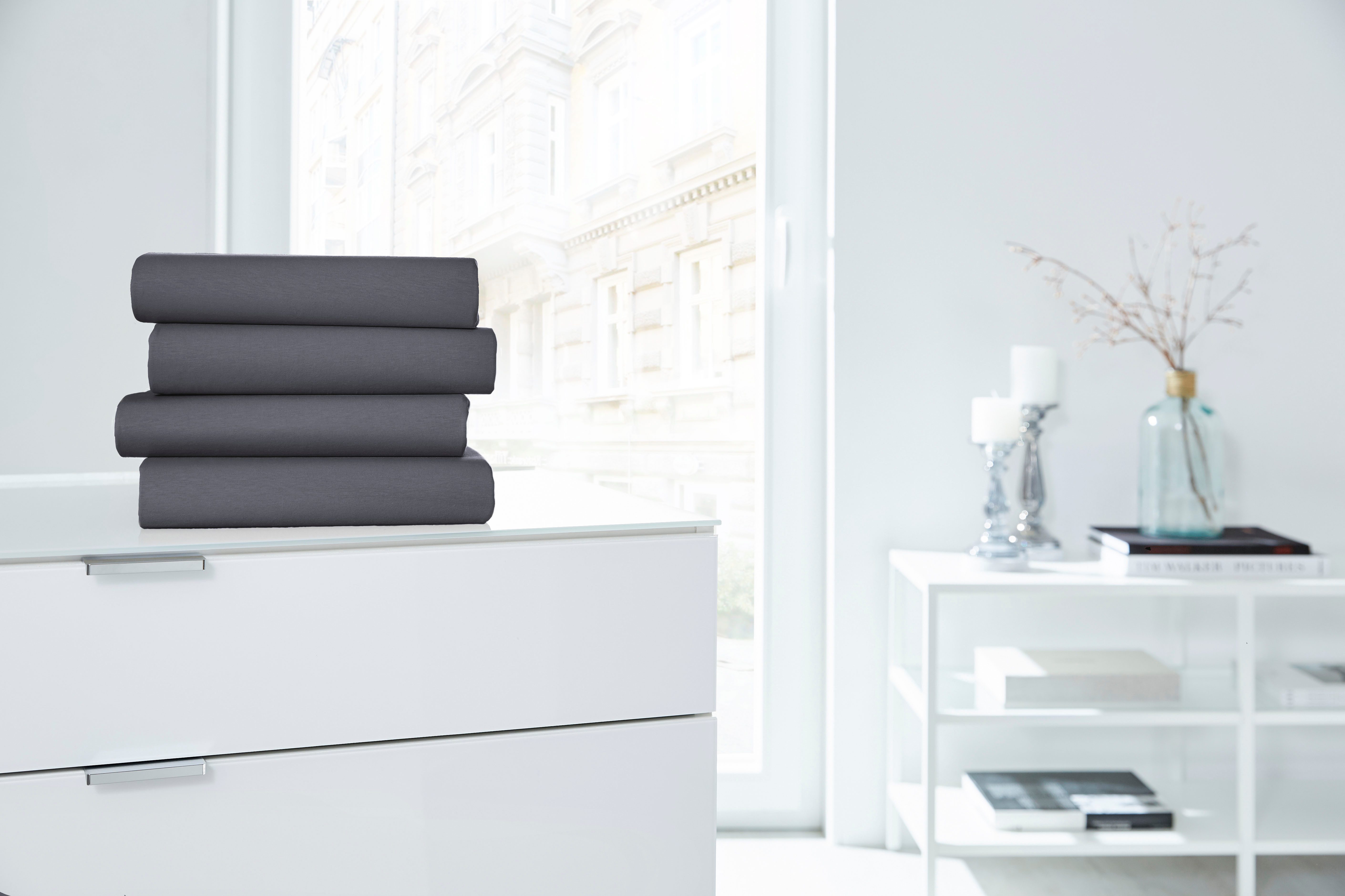 Primera Spannbettlaken Elasthan-Feinjersey Topper, Jersey-Elasthan, Gummizug: rundum, (1 Stück), Aus 95% gekämmter Baumwolle und 5% Elastan