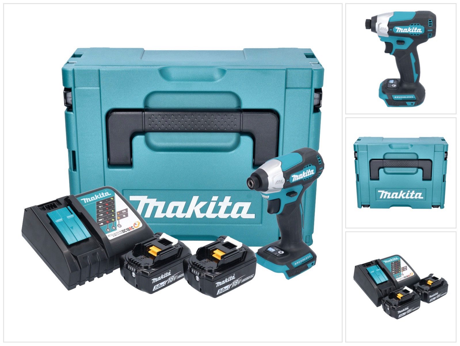 Makita Akku-Schlagschrauber Makita DTD 157 RFJ Akku Schlagschrauber 18 V 140 Nm 1/4" Brushless + 2