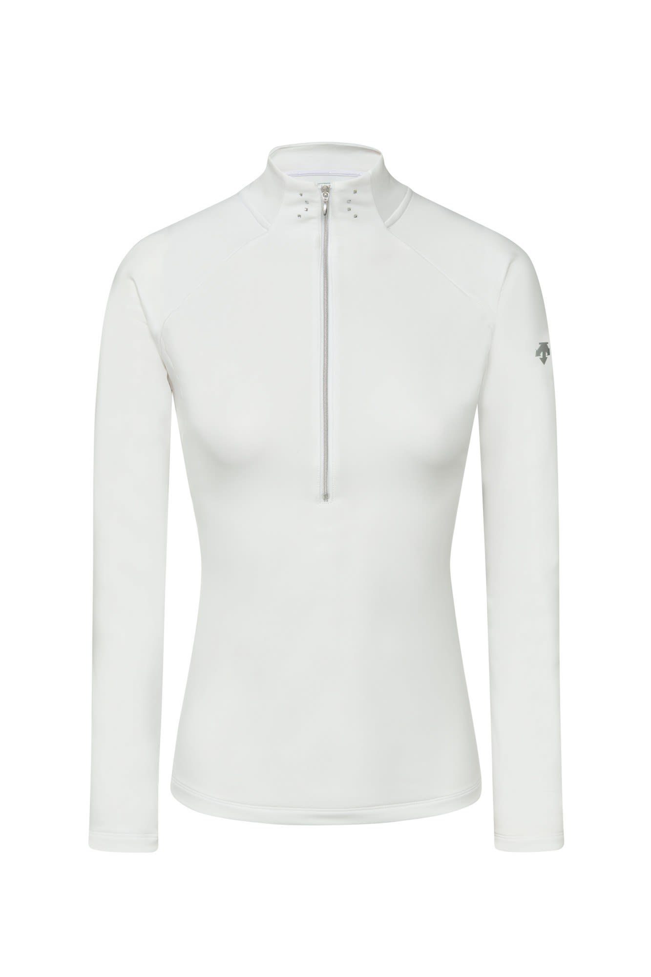 Descanso Langarmshirt Descente W Sylvia T-neck Shirt Damen Langarm-Shirt Super White