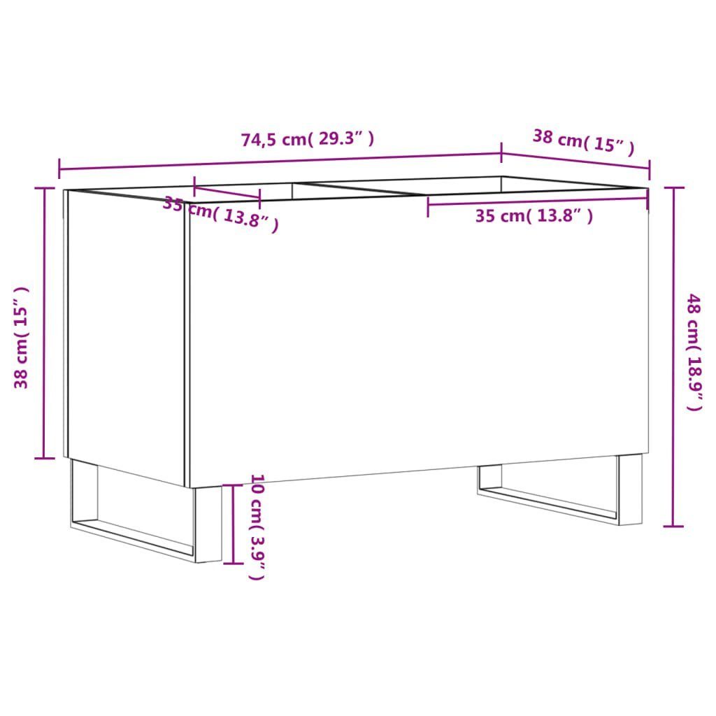 vidaXL Media-Regal Plattenschrank Sonoma-Eiche 74,5x38x48 Sonoma Holzwerkstoff, cm Eiche 1-tlg